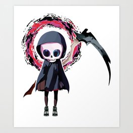 Cute Grim Reaper Art Print | Cute Grim, Drawing, Painting, Illustration, Halloween, Cartoon, Gothic, Spooky, Graphic Design, Cutegothic 