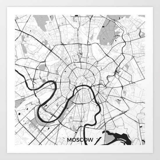 Moscow Map Gray Art Print