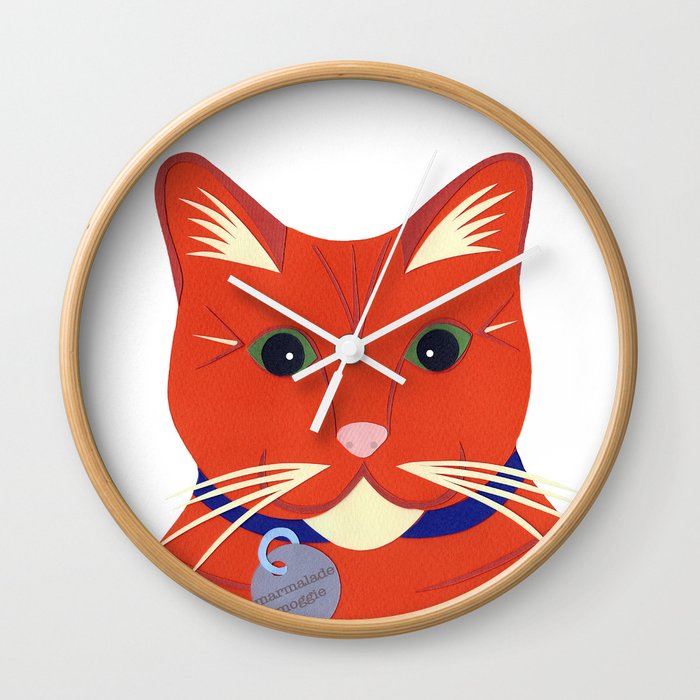 Cute Ginger Cat Wall Clock