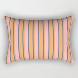 [ Thumbnail: Dim Grey, Brown & Light Pink Colored Stripes Pattern Rectangular Pillow ]