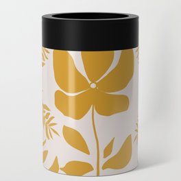 Leaves and Flowers in Mustard Yellow Can Cooler