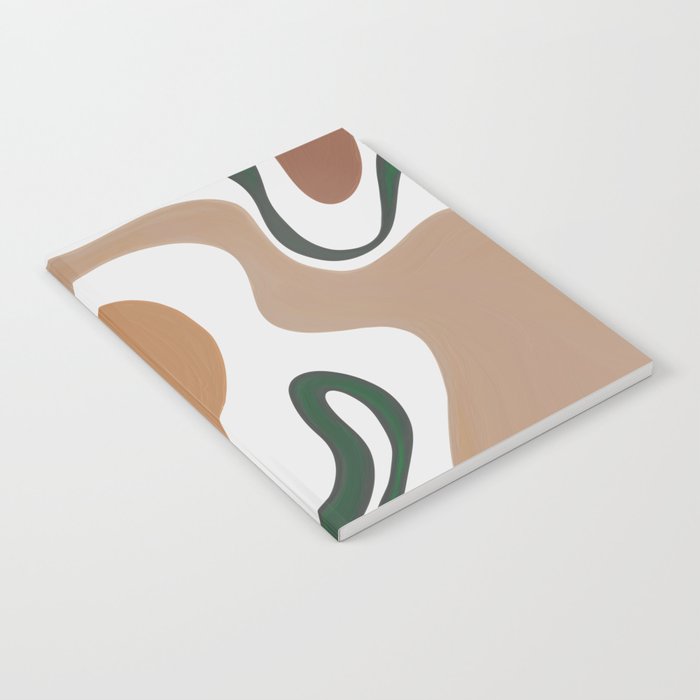 Retro Liquid Swirl in Terracotta, Tan and Green (Oil Paint) Notebook