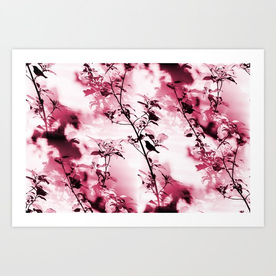 Silhouette of songbird on a branch Art Print