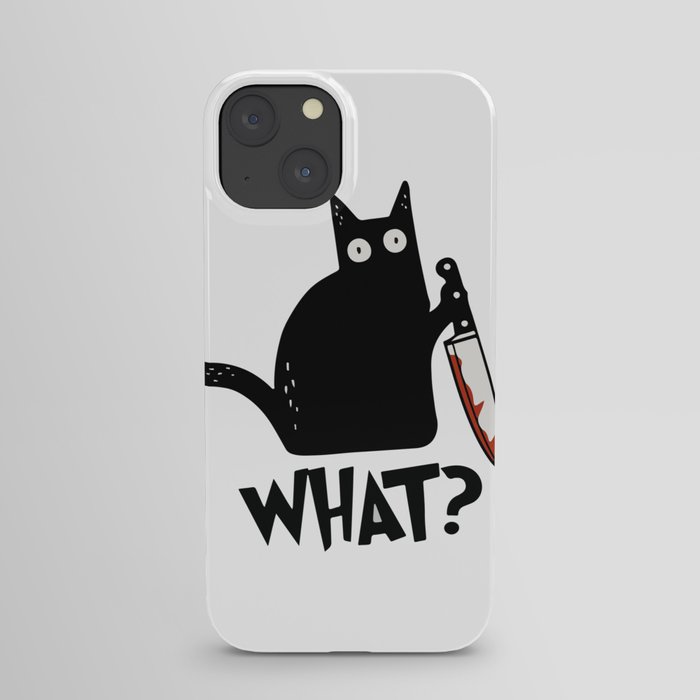 Cat What? Murderous Black Cat With Knife iPhone Case