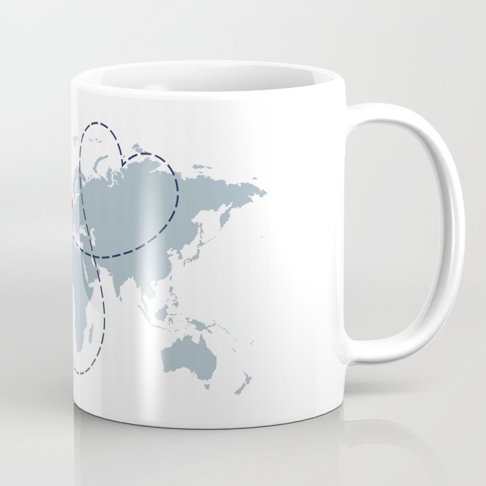 Long Distance World Map - UK to New York Coffee Mug