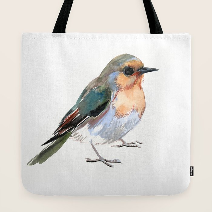 Robin bird children illustration design Tote Bag by SurenArt