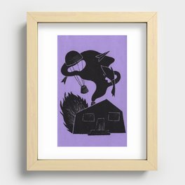 Cozy home house illustration risograph Recessed Framed Print