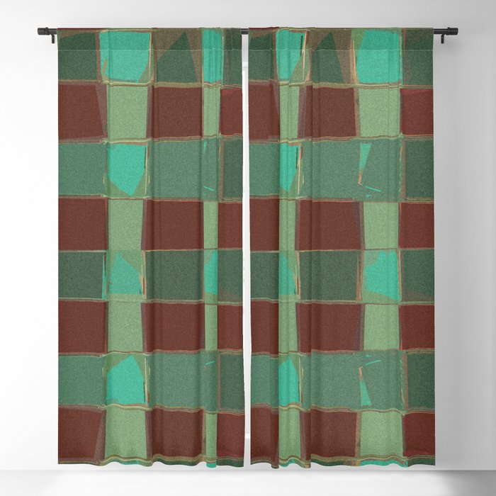 Shapes Green Brown Blackout Curtain, Green And Brown Curtains