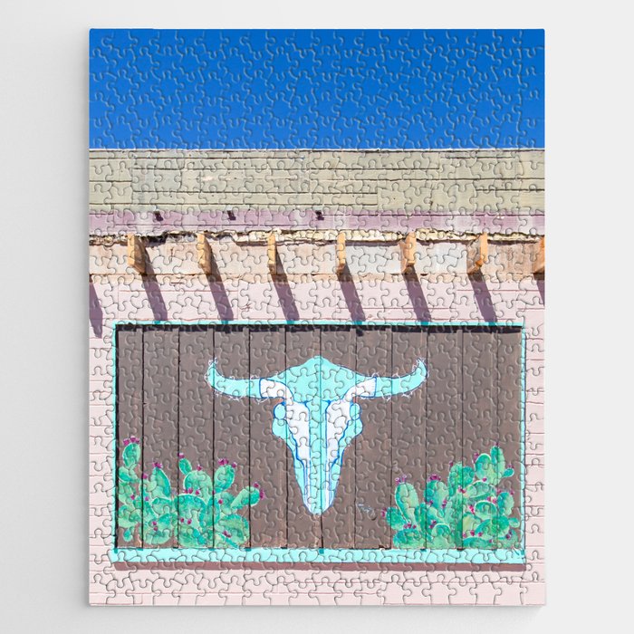 Cow Skull and Cactus - New Mexico Travel Photography Jigsaw Puzzle