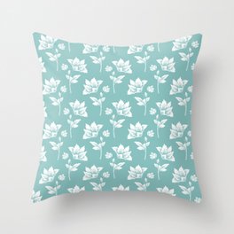 Pastel blue color floral pattern Throw Pillow