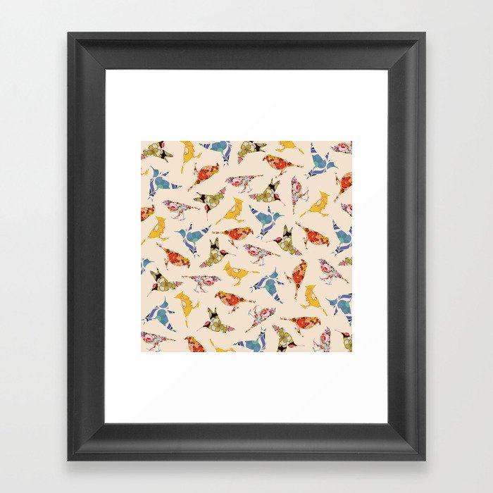 Vintage Wallpaper Birds Framed Art Print