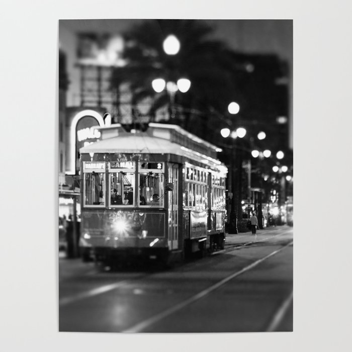 New Orleans Canal Street at Night Poster