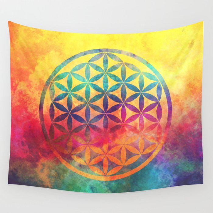Rainbow Flower Of Life Wall Tapestry By Patternsoflife Society6