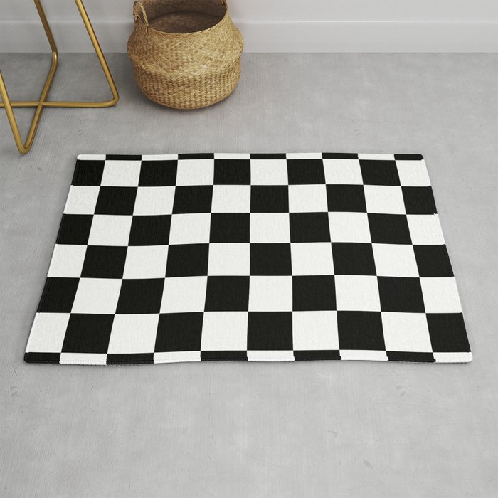 Black and White Checkered Pattern Rug