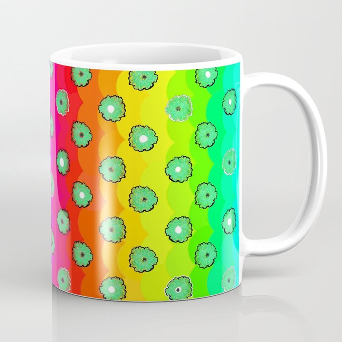 Rainbow and green flowers Coffee Mug