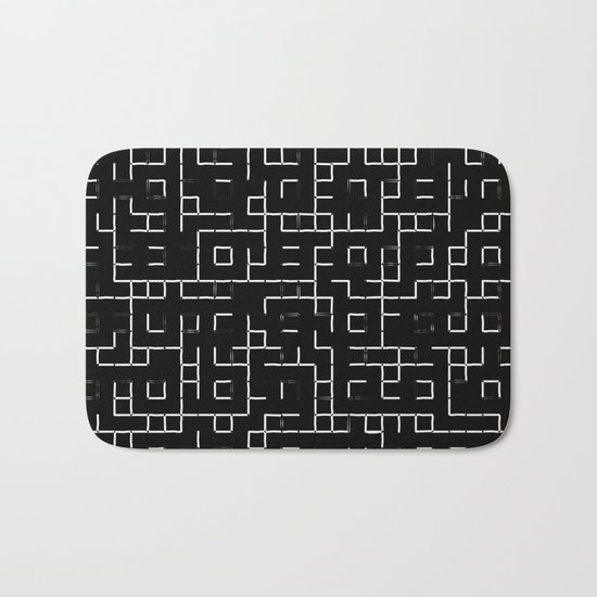 Maze - Black and white, abstract, maze pattern Bath Mat