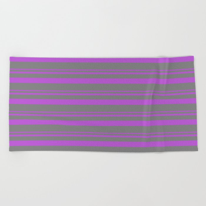 Orchid and Grey Colored Lined Pattern Beach Towel