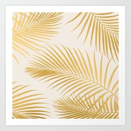 Metallic Gold Tropical Palm Fronds Art Print
