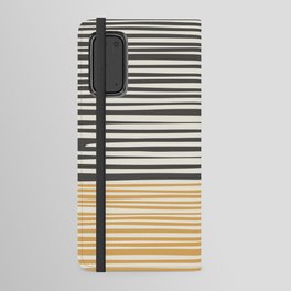 Natural Stripes Modern Minimalist Colour Block Pattern Charcoal Grey, Muted Mustard Gold, and Cream Beige Android Wallet Case