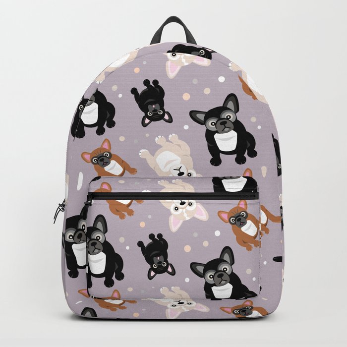 Frenchies Cute French Bulldog Pattern Backpack by Antique Images