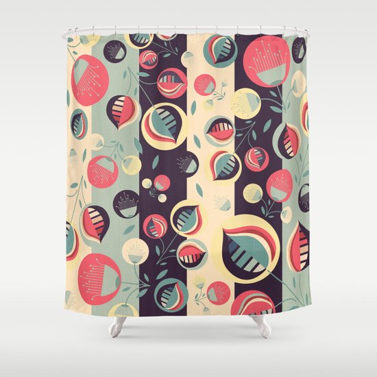 50's floral pattern II Shower Curtain