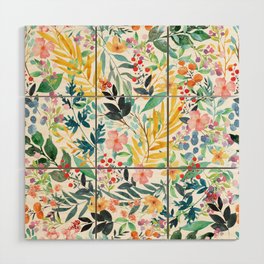 Colorful Watercolor floral pattern  Wood Wall Art