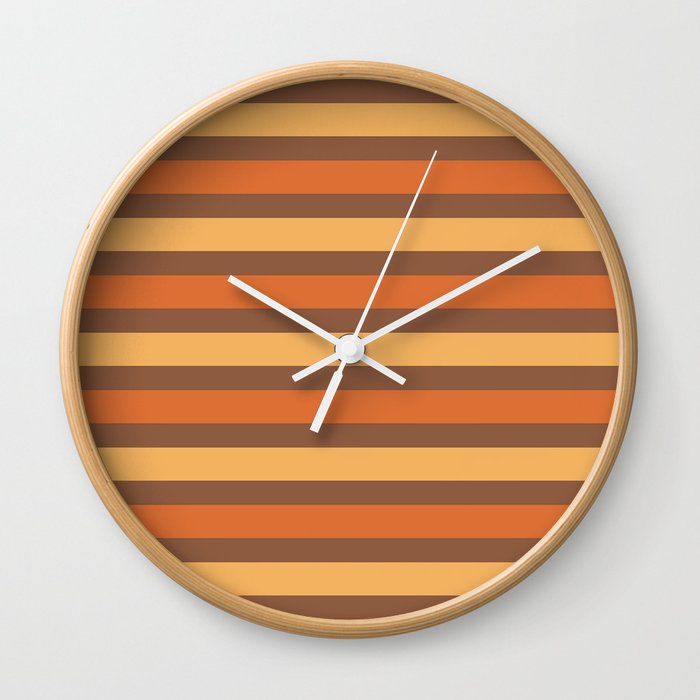 Thanksgiving Stripes Pattern 09 Wall Clock