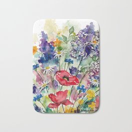 Spring Flowers Watercolour Bath Mat
