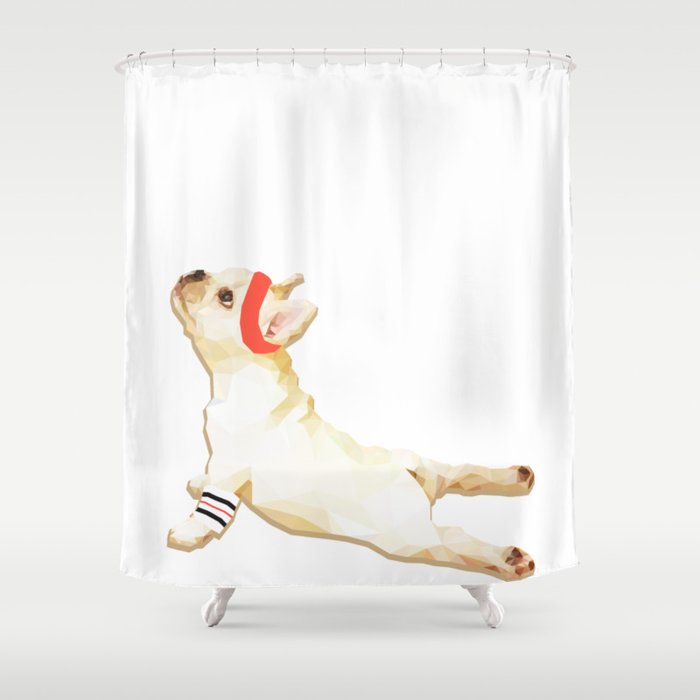 Upward Frenchie Shower Curtain