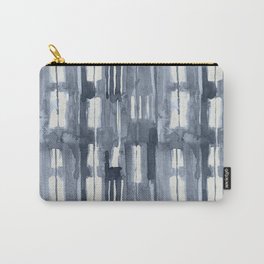 Simply Shibori Lines in Indigo Blue on Lunar Gray Carry-All Pouch