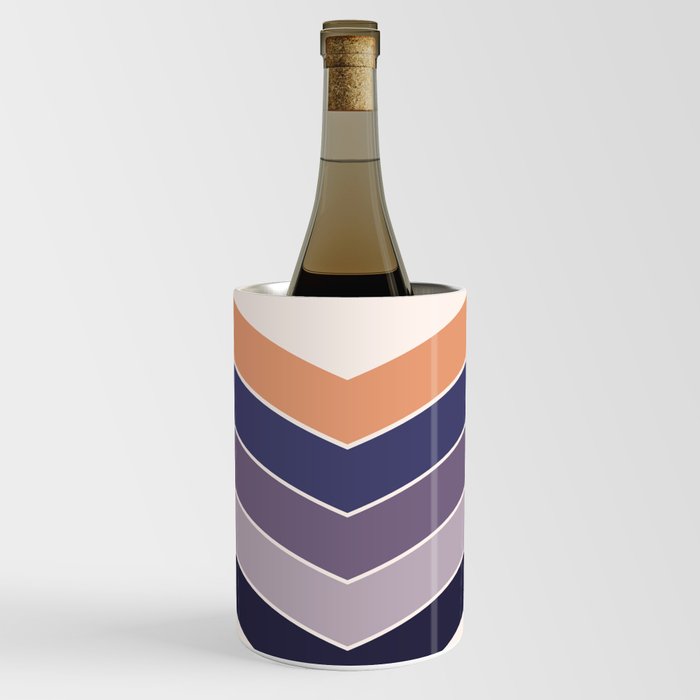 V - Purple and Orange Minimalistic Colorful Retro Stripe Art Pattern Wine Chiller