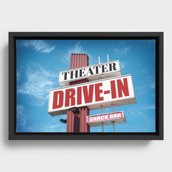 Drive-in Theater Framed Canvas