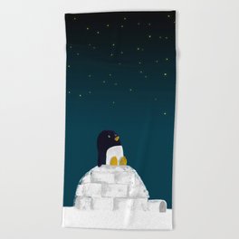 Star gazing - Penguin's dream of flying Beach Towel
