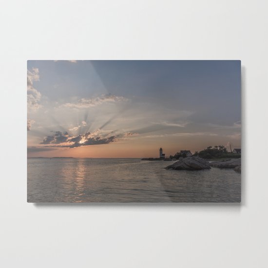 Sunbeams at Annisquam lighthouse Metal Print