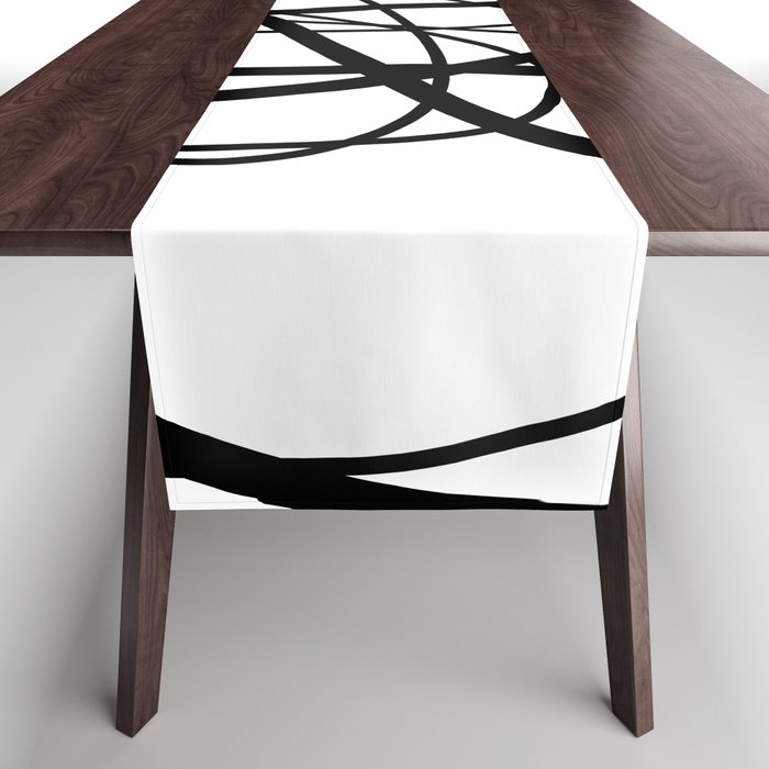 Abstract Scribbles (black/white) Table Runner