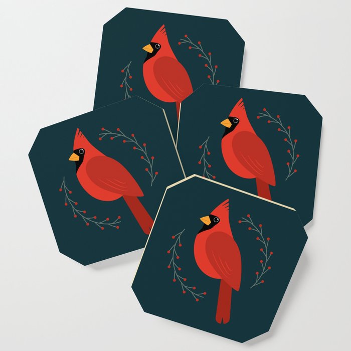 Male Cardinal Coaster