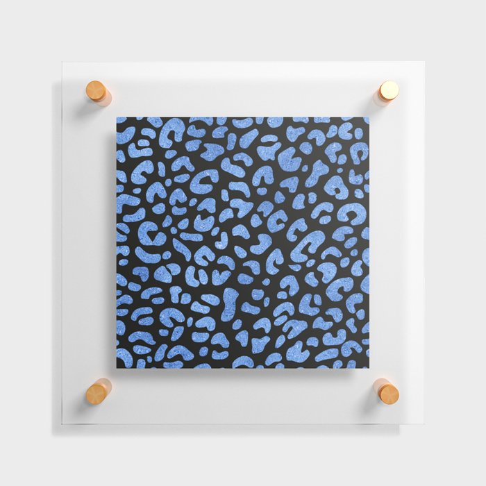 Blue Glitter Leopard Print Pattern Floating Acrylic Print