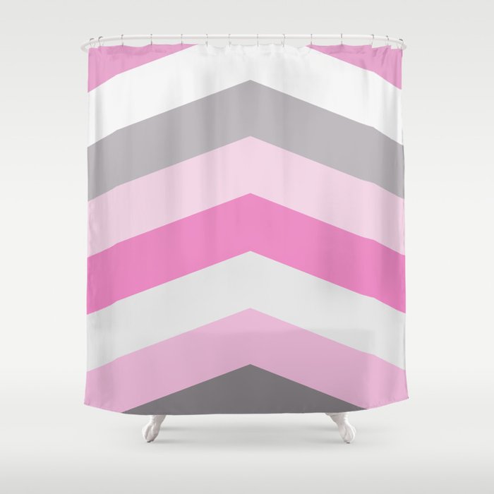 Pink And Gray Chevron Shower Curtain By Ummuhlu