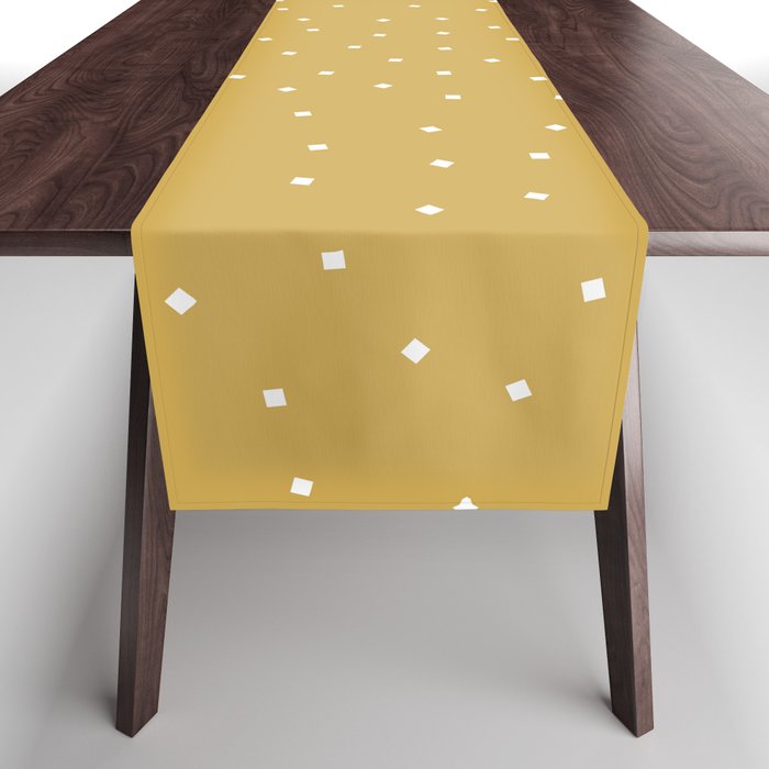 Christmas Simple seamless pattern Snow White confetti on Gold Yellow Background Table Runner