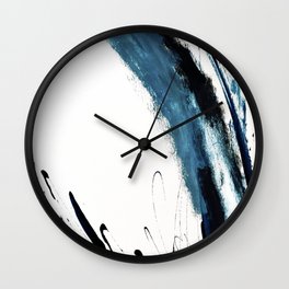 Reykjavik: a pretty and minimal mixed media piece in black, white, and blue Wall Clock