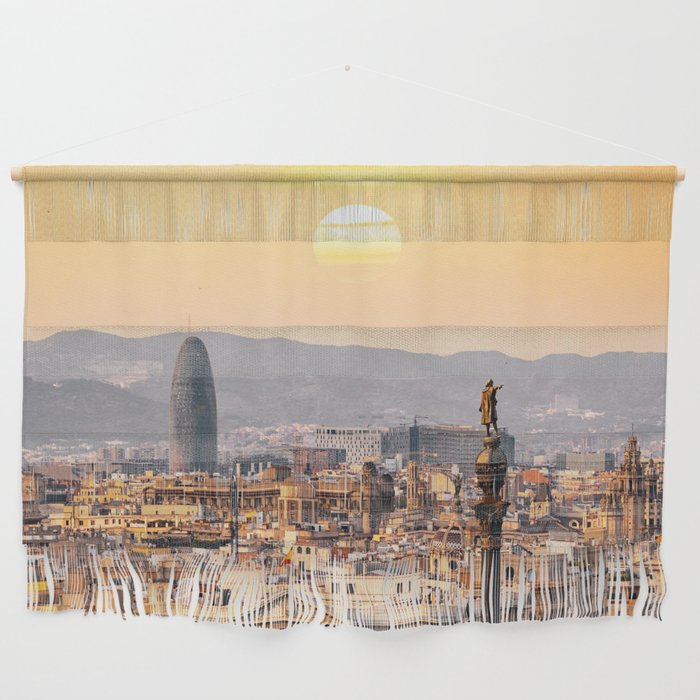 Spain Photography - Barcelona In The Beautiful Sunset Wall Hanging