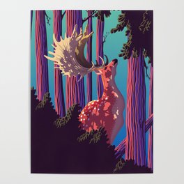 Deer at Sunset Poster