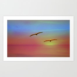 Just You And Me ~ Seagulls Southern California Sunset Art Print | Homedecor, Mariesharp, Twoseagulls, Sunset, Nature, Youandme, Photo, Southerncalifornia, California, Softcolors 