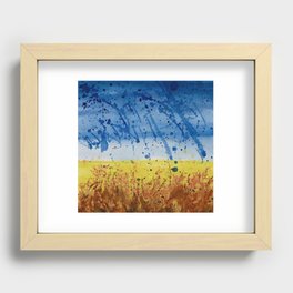 Ukrainian Landscape Abstract Watercolor  Recessed Framed Print