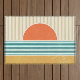 Sun Beach Stripes - Mid Century Modern Abstract Outdoor Rug