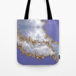 Very Peri and Pearl Gold Splatter Abstract Tote Bag