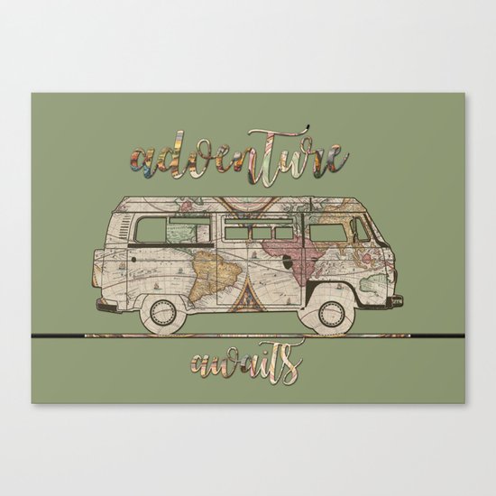 adventure awaits world map design Canvas Print
