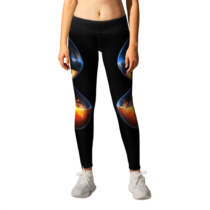 Old flame / 3D render of hourglass flowing liquid fire Leggings by