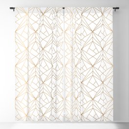 Geometric Golden Pattern With White Shimmer Blackout Curtain