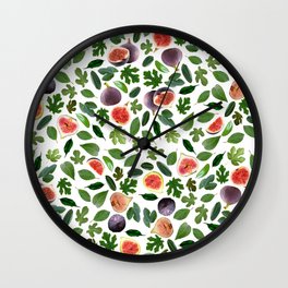 Fig and leaves - Purple, red and green Wall Clock